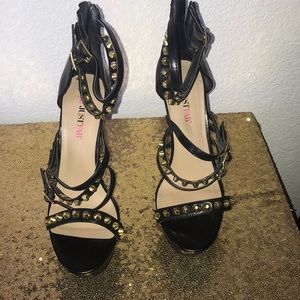 Black and gold shoes, used but like new.